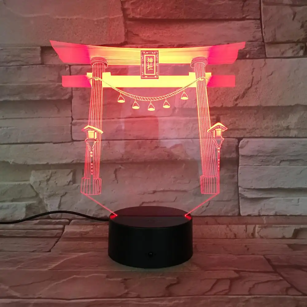 Torii shape 3D illusion night light color changing modern home decoration