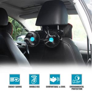 <span class=keywords><strong>Ventilateur</strong></span> de refroidissement pour appuie-tête de voiture C0421 12V à double tête, rotatif à 360°, deux vitesses - Product Image 4