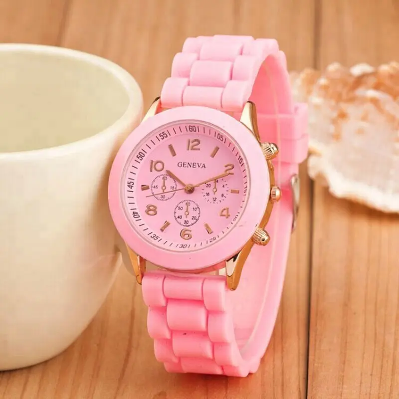 Classic Style Geneva Jelly Macaron Silicone Watch Student Children's Gift Quartz Women Watch 