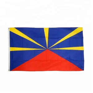 Festival nacional Bandera de mano al aire libre Banderín de Isla de reunión de poliéster para agencia de viajes Material duradero de seda y plástico - Product Image 1