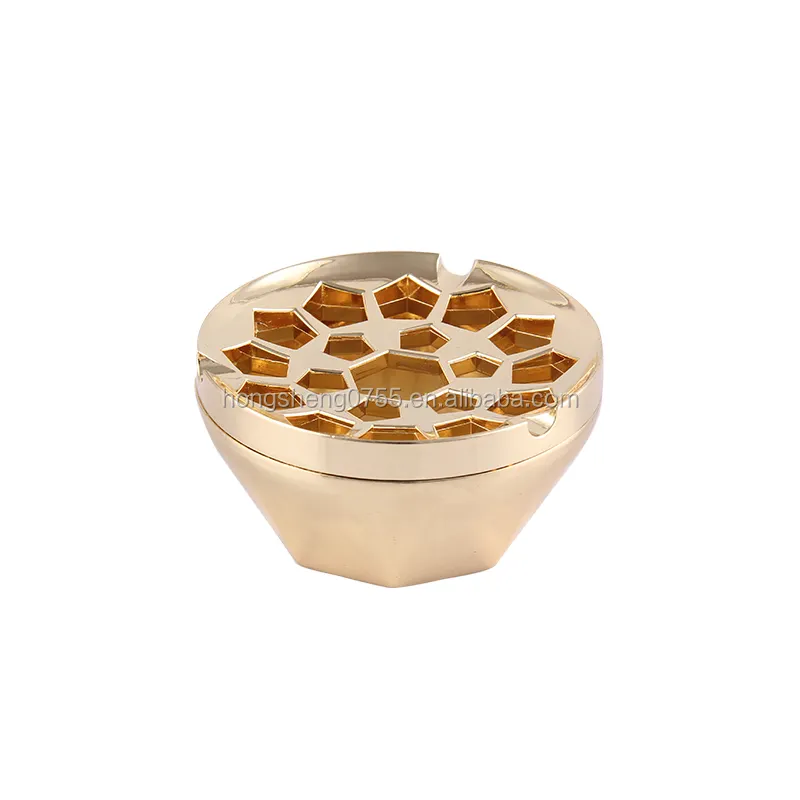 Wholesale Zinc Alloy Brass metal round Ashtray Bowl With Grid Top