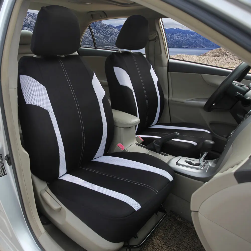 Breathable Cloth Full set 11pcs Car Seat Cover Custom Logo Universal Fit Seat Cover With Black/White