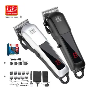 Kiki tela lcd, bateria de lítio recarregável, barbeiro elétrico, aparador de cabelo, conjunto com tesoura, pente