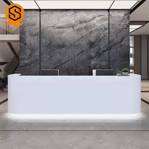 Corians artificial stone reception desk white office reception counter for hotel