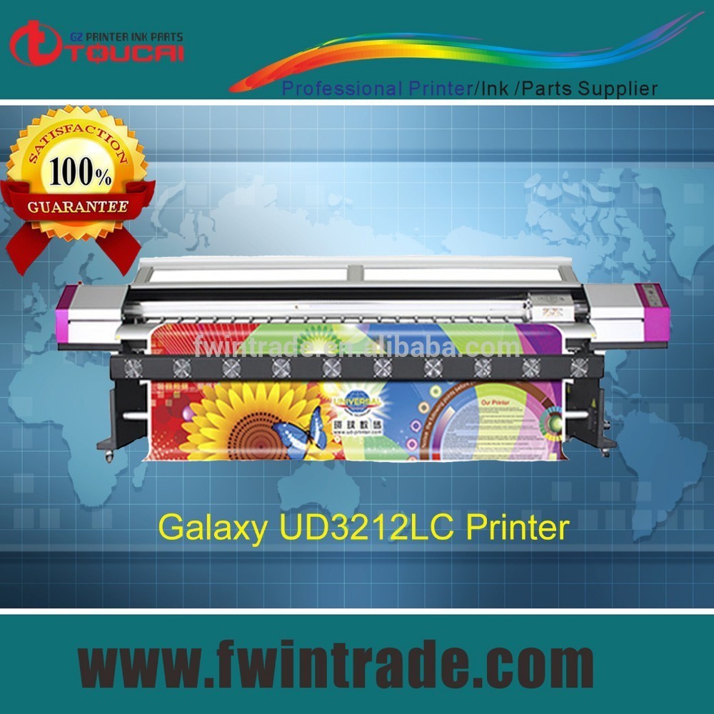 China 3.2 metros ecosolventes plotter dos unidades dx5 cabeza 1440 dpi galaxi ud3212ld dx5 plotter para la venta