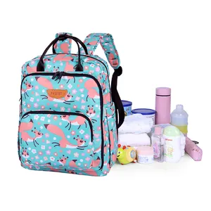 Custom Heat transfer fashion pretty mummy backpack cartoon printing multifunctional adult classic diaper bag