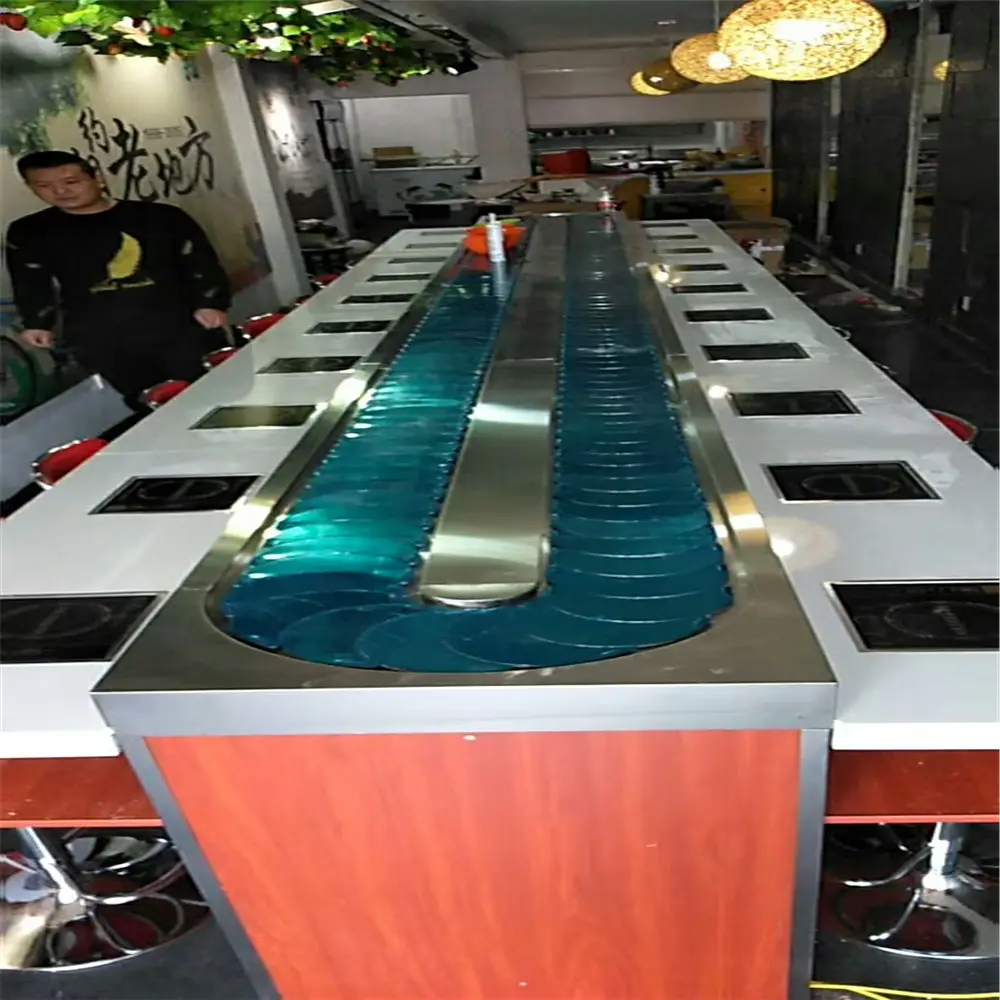 2019 rotante piatto caldo di immersione da tavolo da tavolo di alimentazione attrezzature Sushi nastro trasportatore per il cibo Da Pranzo Nastro Trasportatore