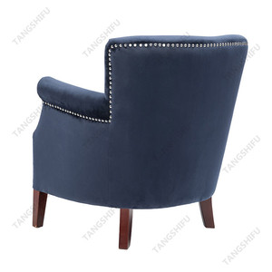 Chambre meubles <span class=keywords><strong>bouleau</strong></span> jambe bleu velours acier inclinable chaise d'appoint - Product Image 5