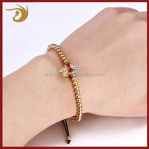 18k <span class=keywords><strong>oro</strong></span> plateado <span class=keywords><strong>de</strong></span> acero inoxidable <span class=keywords><strong>de</strong></span> <span class=keywords><strong>la</strong></span> joyería <span class=keywords><strong>de</strong></span> <span class=keywords><strong>la</strong></span> semilla Mens pulseras <span class=keywords><strong>de</strong></span> cuentas rojo ojos cráneo pulsera - Product Image 3