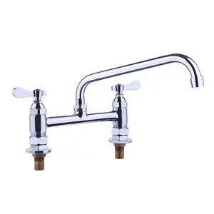 Robinet mitigeur en laiton 8 ", cuisine montée sur pont, Double garde-manger évier robinet mitigeur avec buse pivotante