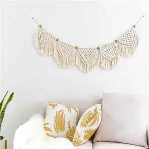 Colgante de pared de pancarta de macramé para dormitorio de sala de estar, tapiz de borla tejida de tamaño personalizado, tapiz hecho a medida