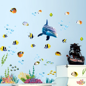 Autocollants muraux 3d dolphin du monde sous-marin, nouveau, <span class=keywords><strong>pour</strong></span> enfants, papier peint imperméable, décoration de maison, <span class=keywords><strong>pour</strong></span> <span class=keywords><strong>salle</strong></span> de bains, - Product Image 2