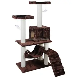 Poste rascador para gatos, casa de árbol para gatos, gimnasio para gatos con escalera, cobertura de felpa suave