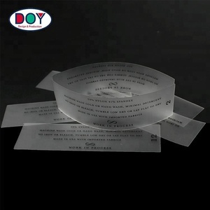 Label Perawatan Cetak Semitranspent TPU Plastik Bening Tahan Air Ramah Lingkungan untuk Pakaian Dalam