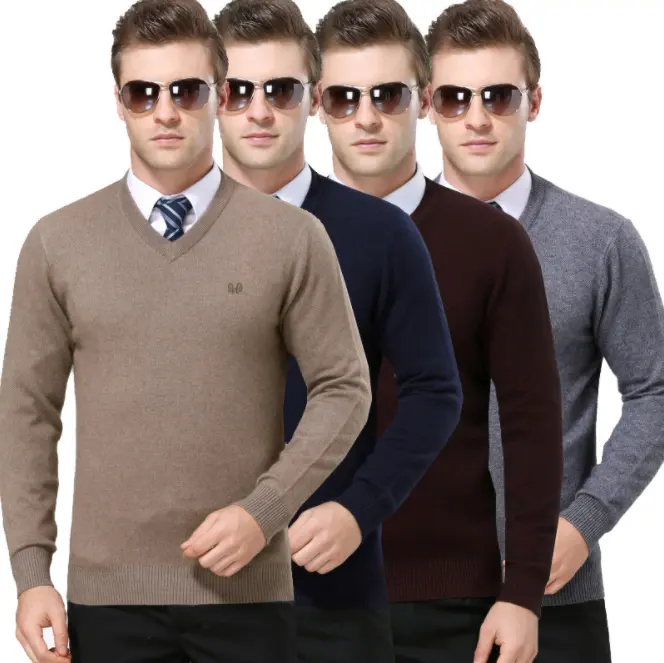 popular autumn winter long sleeve knit cashmere wool sweater for men