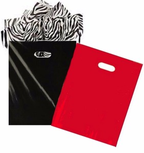 Sacs de magasinage en plastique de couleur <span class=keywords><strong>rose</strong></span> et violet uni brillant 12x15 pouces / sacs découpés - Product Image 3