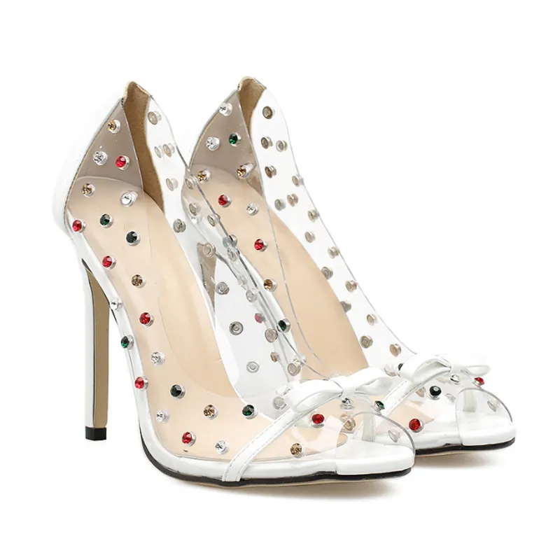 Sandales à talons hauts en cristal pour femmes, chaussures de mariage Sexy, escarpins transparents en PVC, à bout ouvert, bon marché, nouvelle collection