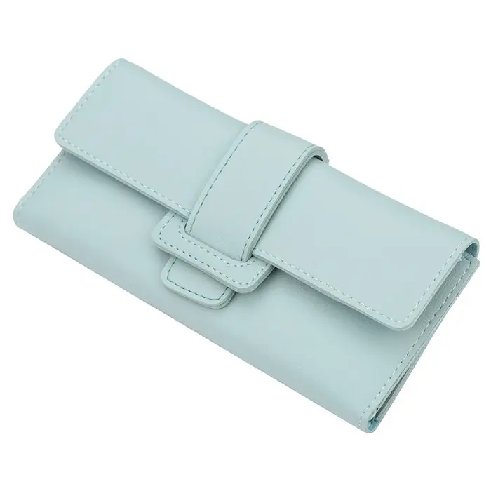 Hot Sale Brand New Style Ladies Wallet Long 3 Fold Wallet Multi-function Buckle Zipper Purse soft PU Leather Women Wallet