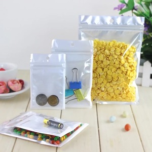 Custom A Chiusura Lampo di Plastica Sacchetti di Cibo Grade Un Lato Chiaro E L'altro Lato <span class=keywords><strong>Bianco</strong></span> Sacchetto Piatto - Product Image 2