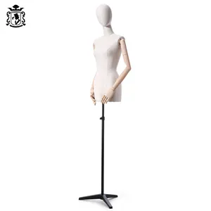 Anh Kho Quần Áo Hiển Thị Mannequin Nữ Nửa Cơ Thể Thợ May Dummy Dress Form Với Gỗ Cánh Tay Mannequin Thân