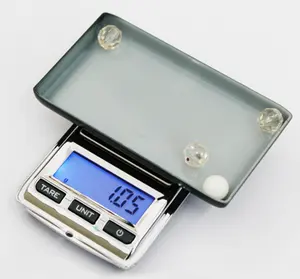 Balança digital eletrônica de bolso, máquina de pesagem, 500g/0.01g, bateria de lítio 1*2032, display lcd retroiluminado azul