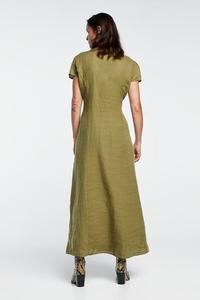 A-line Long <strong>Linen</strong> Ladies Women Casual Button Down <strong>Maxi</strong> <strong>Dress</strong> - Product Image 4