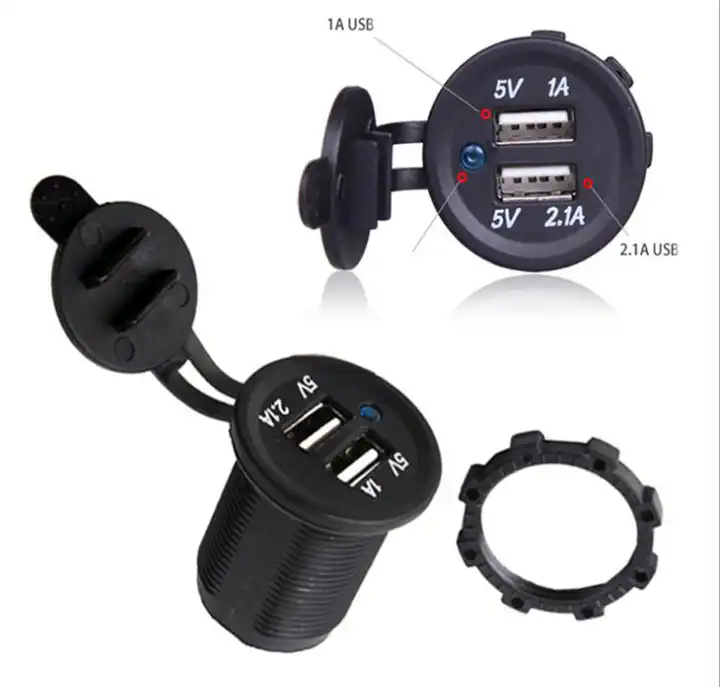 3.1A Dual USB Port Charger Socket Outlet 12V LED Waterproof for Motorcycle  Car