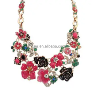 Новейшее винтажное великолепное ожерелье с цветами из эмали