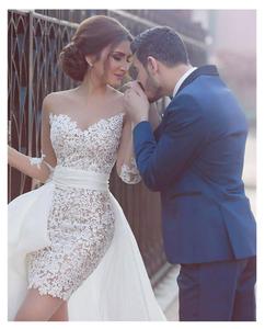 FA108 New Princess <strong>Wedding</strong> <strong>Dress</strong> Scoop Appliqued Detachable Train Long Back <strong>Wedding</strong> Gown Long Sleeves <strong>Boho</strong> Bride <strong>Dress</strong> - Product Image 2