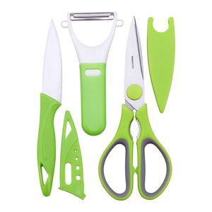 Set di 3 Forbici da Cucina in Acciaio Inox per Grattugiare e Pelare <span class=keywords><strong>Frutta</strong></span> e Verdura con Fodero Protettivo - Product Image 1