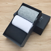 Usine de gros affaires coton solide géométrie trois paires boîte-cadeau hommes chaussettes