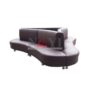 NEYI BT166 Kustom Kulit Modern Bulat Bundar U Berbentuk Modular Komersial Melengkung Booth Sofa untuk Toko