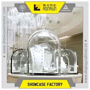 Moda gioielli display bianco cubo, di alta qualità in vetro temperato e luci a led, per gioielli negozio di mobili