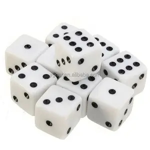 Plastic white 16mm gaming digital dice standard six sided die rpg for birthday parties toy bauble