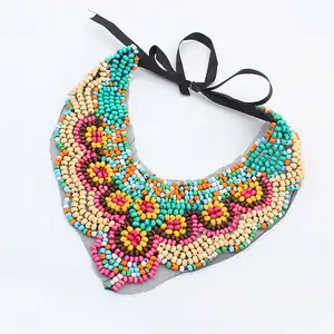 Valentine's day gift necklace wholesale colored beads multi strand seed bead necklaces PN1364