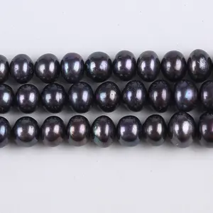 wholesaler 12-13mm black peacock green button pearl for jewelry making