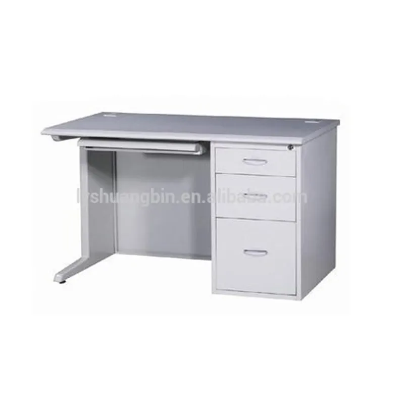 Mesa de escritorio de ordenador moderna, de acero inoxidable, blanca, precio bajo