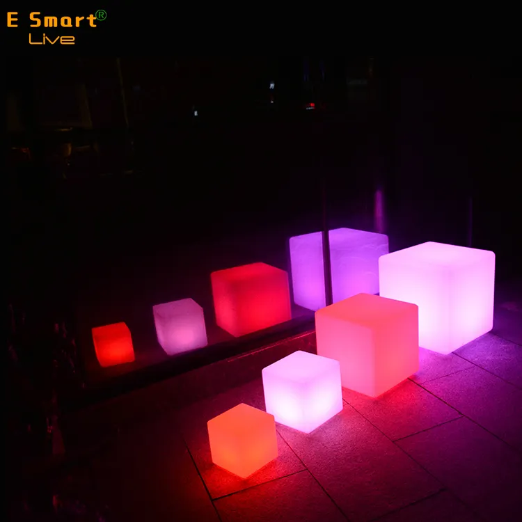 Nuovi prodotti led ristorante sedia cubo illuminazione sedile sgabello di plastica impermeabile LED cubetti