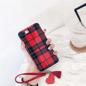 <span class=keywords><strong>Venta</strong></span> caliente lindo paño borla estilo británico pu suave caso del teléfono móvil para el iPhone 6 S 7 8 más X - Product Image 1