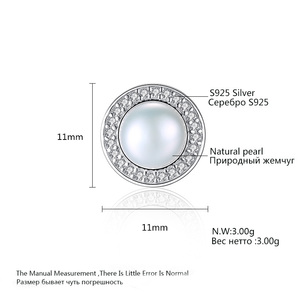 PAG & MAG donne gioielli da sposa 925 Sterling Silver Stud rotonda d'acqua dolce 7-7.5mm naturale barocco <span class=keywords><strong>orecchini</strong></span> di perle - Product Image 2
