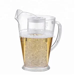 bpa free plastic beer jug with ice compartment and spout