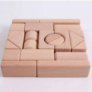 22個の天然ブナ材のビルディングブロック子供の教育用DIYおもちゃ - Product Image 1