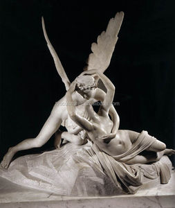 Famosa Statua dell'Angelo che Bacia di Antonio Canova, Statua di Cupido e Psiche in Marmo Bianco - Product Image 4