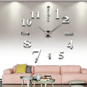 living room decorative 3d acrylic mirror watch wall sticker clock