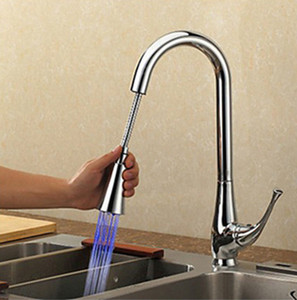 LED Pull-out Spray Kitchen Sink Faucet Tap with Pull Down Swivel sprayer Spout