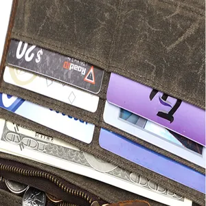 مشمع حقيبة قماش قنب غطاء جواز سفر حالة الهاتف جلدية Rfid الائتمان حامل بطاقة
