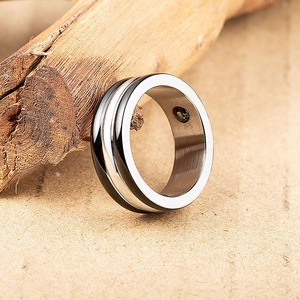 Pasokan Pabrik Perhiasan Pria Cincin Baja Terapi Magnetik Baja Tahan Karat Berlapis Hitam untuk Dijual - Product Image 4