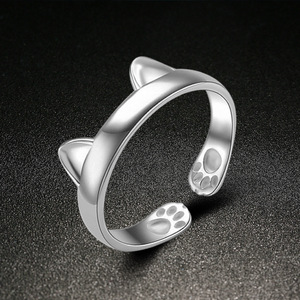 Anillo <span class=keywords><strong>de</strong></span> Oreja <span class=keywords><strong>de</strong></span> Gato, Joyería Linda, Anillo <span class=keywords><strong>de</strong></span> Gato Ajustable, Regalo <span class=keywords><strong>de</strong></span> Navidad, Joyería Plateada, Animal <span class=keywords><strong>para</strong></span> Mujeres, Niñas y Niños, CLÁSICO - Product Image 5