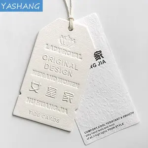 White special paper customized punch hole letterpress label printing embossed clothing alarm tag