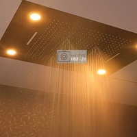 Système de bain thermostatique avec tête de douche LED, ensemble de douche avec 6 fonctions dissimulée, effet pluie et cascade, Spa